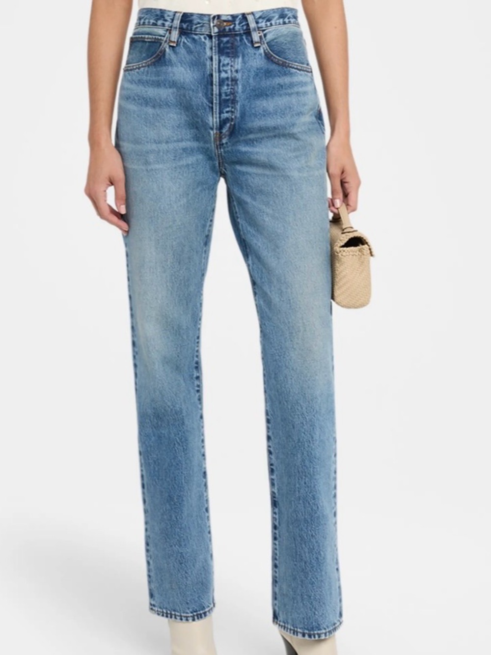 NWOT Frame The Vertical Light Wash Button Fly Straight 100% Cotton Jeans 32